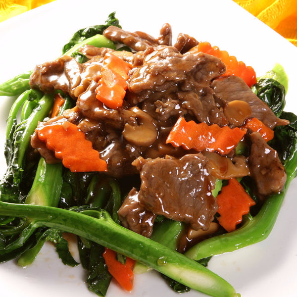 Beef with Chinese broccolis / bebe bok choy - Restaurant PM