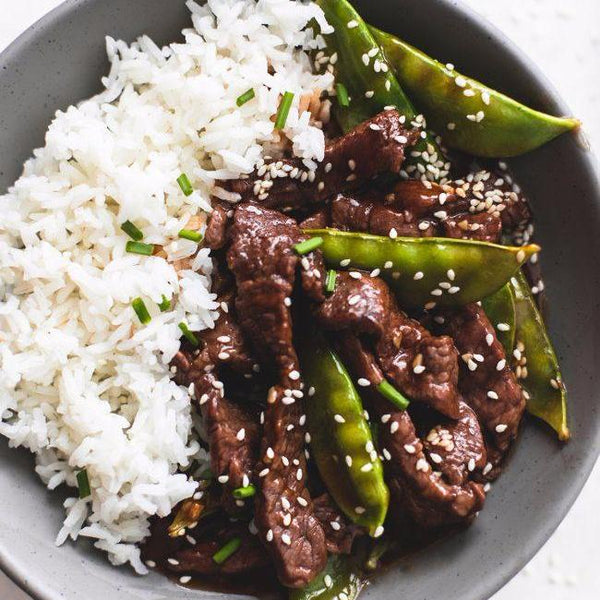 Grilled lamb sliced with sugar peas in cumin - Restaurant PM