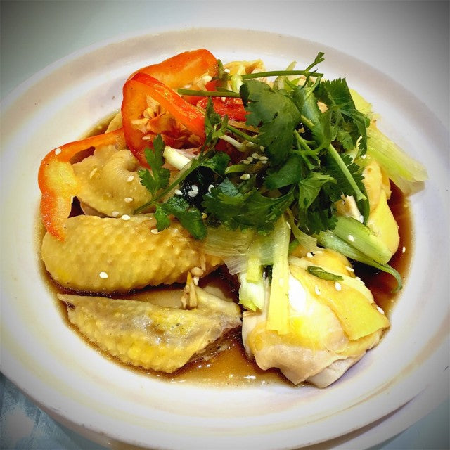 Steamed chicken with Chinese vegetables / Soya sauce (half) - Restaurant PM