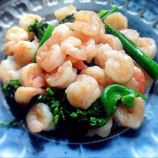 Shrimps with stir fried Chinese broccoli - Restaurant PM