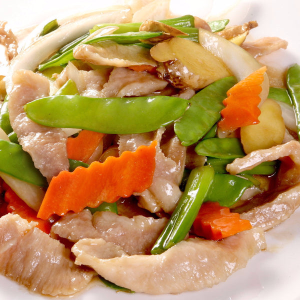 Stir fried sliced AA pork with ginger & shallots / with XO chili sauce - Restaurant PM